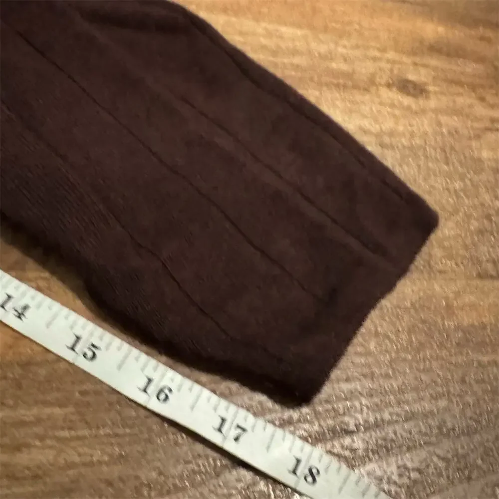 Banana Republic Merino Wool Sweater L Chocolate Brown VNeck Ribbed Academia READ